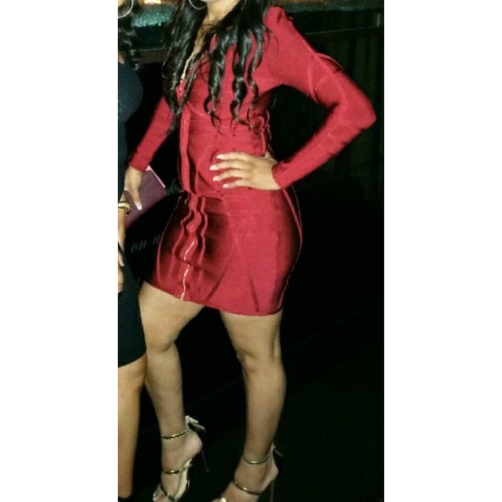 Burgundy Bandage Dress